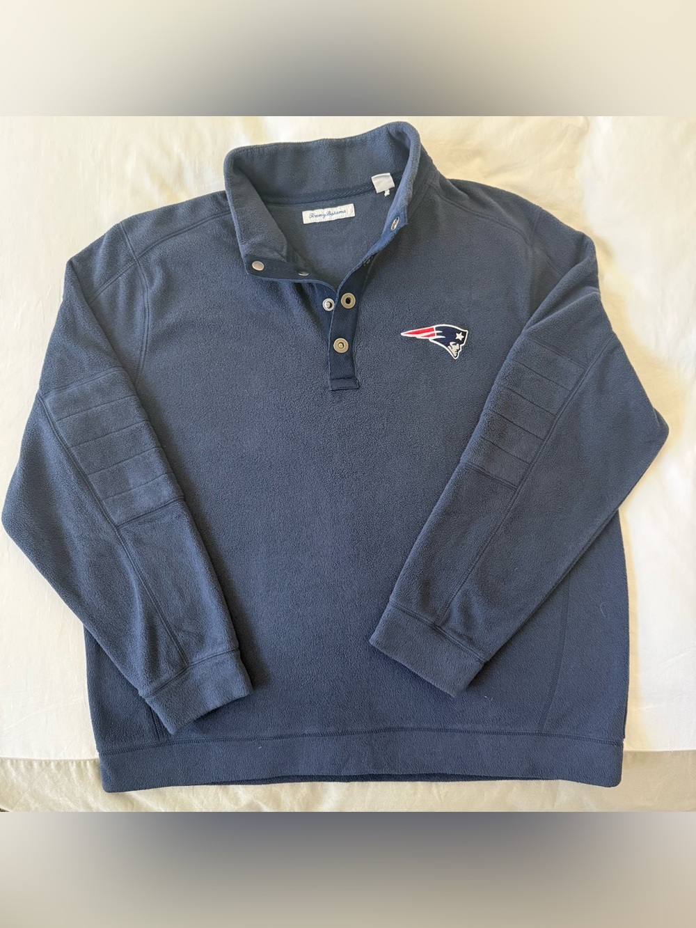 Tommy Bahama Navy Quarter-Snap Pullover with NE Patriots Patch